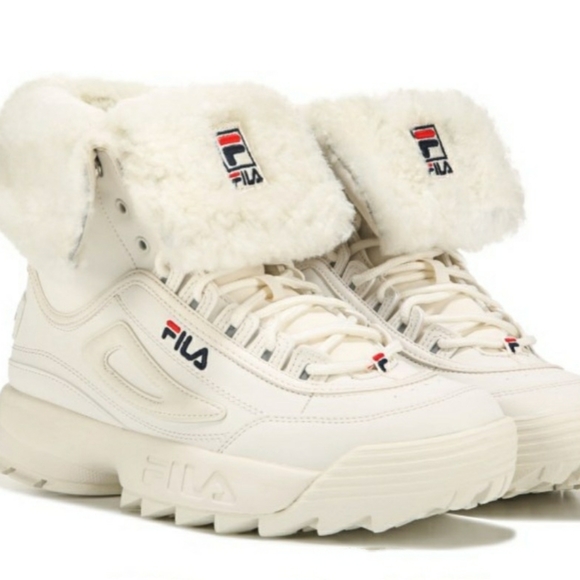 womens fila disruptor shearling athletic shoe
